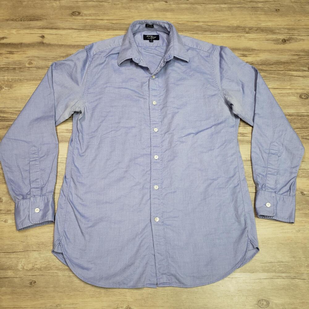 J.Crew Shirt Mens M Blue Solid Thompson Shirtings Dress Long Sleeve Button Up